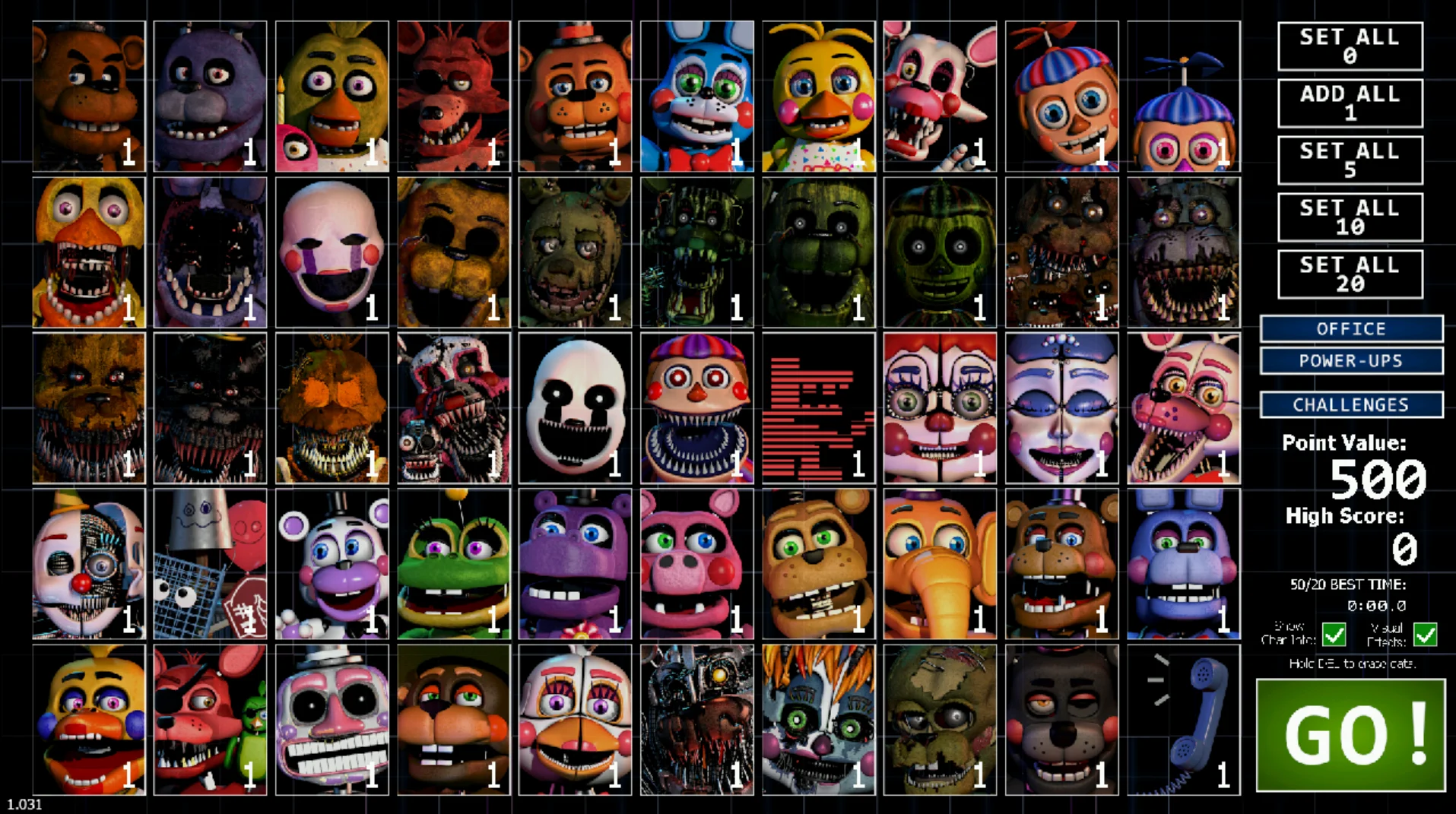 UCN Animatronics roster